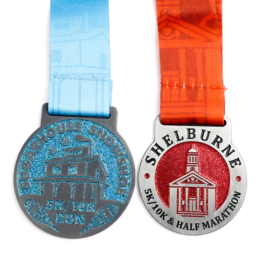 custom marathon race medals manufacturers design sport medal with glitter
