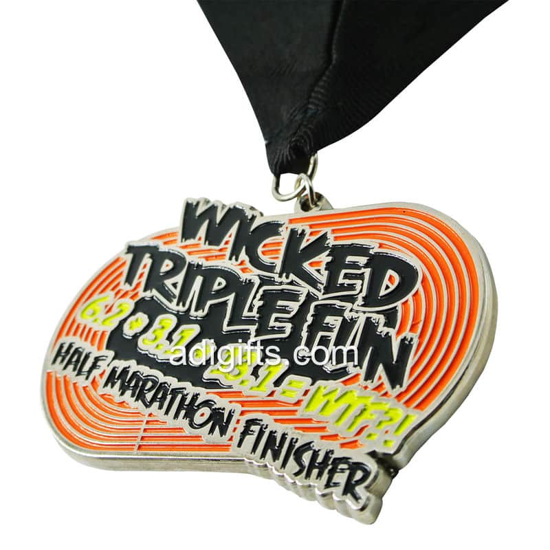 Customized half marathon  triple fun medal
