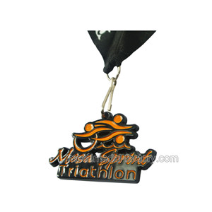 Black Nickel Custom Color Soft Enamel Medal Triathlon