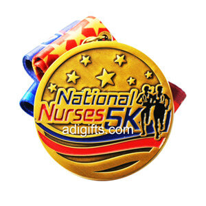 Custom Metal Antique Gold Marathon Running Award Sports 5K Medal with Ribbon