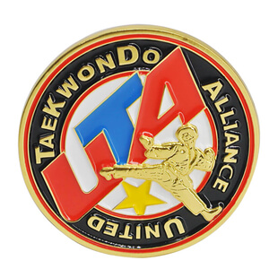 Custom gold /brass laser engraving taekwondo challenge coins