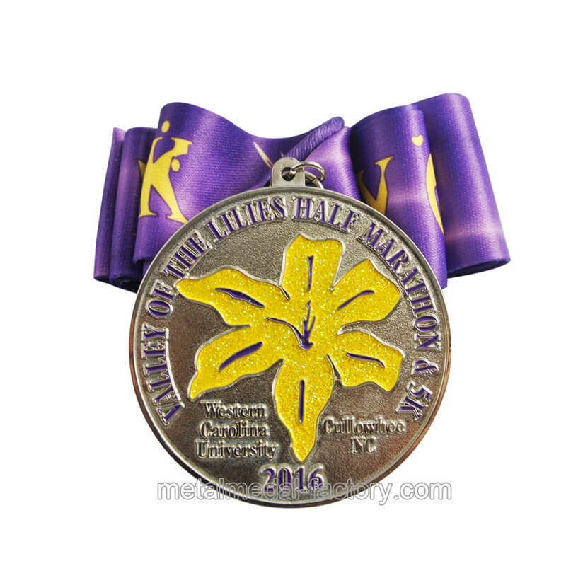 flower glitter custom medal