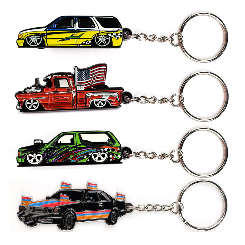 Personalized Custom Alloy Car Key Holder Shaped Logo Blank Laser Engraved Sublimation Metal Keychain