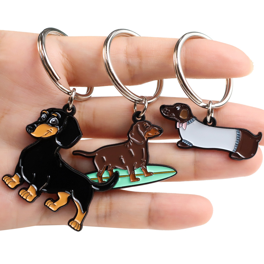 Wholesale custom luxury designer keyrings promotional cute animal dog keychains metal enamel key chains