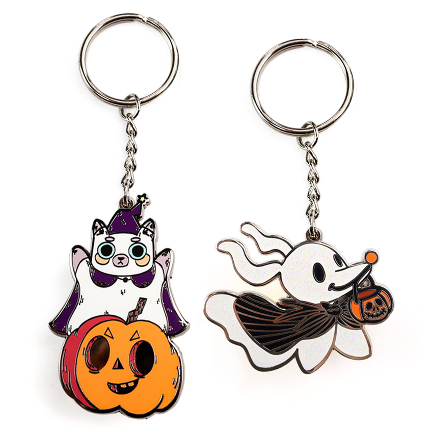 Custom key ring designer halloween movie enamel keychain charms metal key chains wholesale