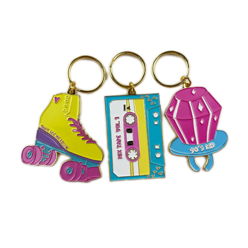 Custom design cute logo luxury car promotional keyring cartoon sneaker metal keychains hard soft enamel key chains