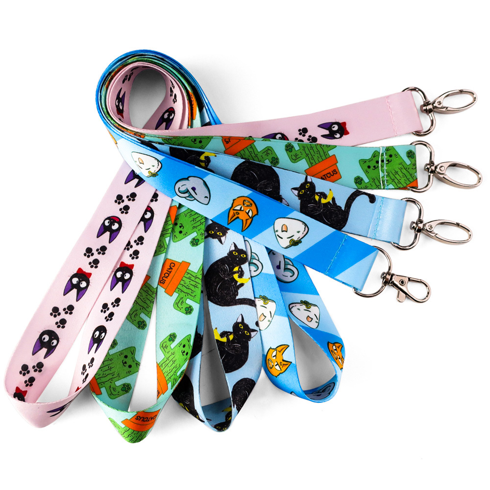 Customised promotional screen printed neck lanyards printing custom logo sublimation polyester anime lanyard with logo custom