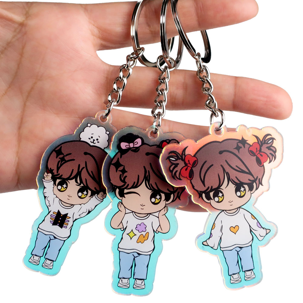 Custom diy clear kpop acrylic keychain keyring transparent circle idol kpop merchandise key chain manufacturer make personalized