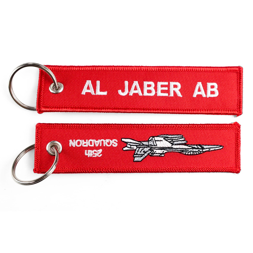 Custom keychain wholesale embroidered woven printed customize fabric key ring tag for bag phone car