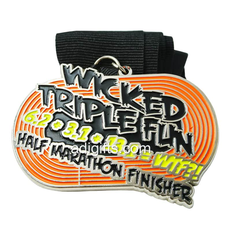 Customized half marathon  triple fun medal