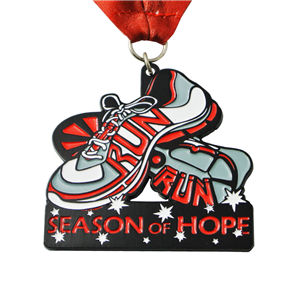 Custom Cheap Dye Black Enamel Running Medals With Ribbon