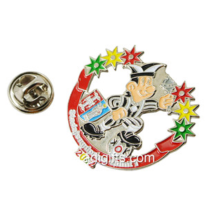 Shiny nickel cut out badge with star colorful lapel pins