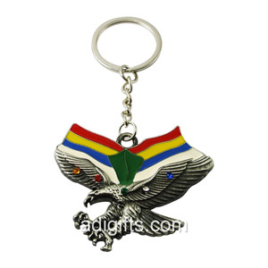 Custom Soft Enamel Eagle Shape Metal Keychain With Diamond