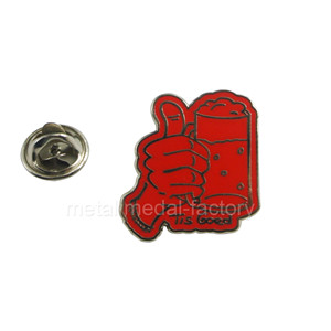 Red color hard enamel custom metal badges with logo