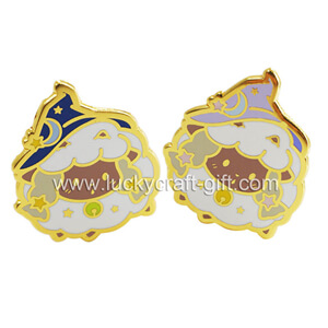 Enamel pins supplier custom gold sheep shaped hard enamel lapel pin